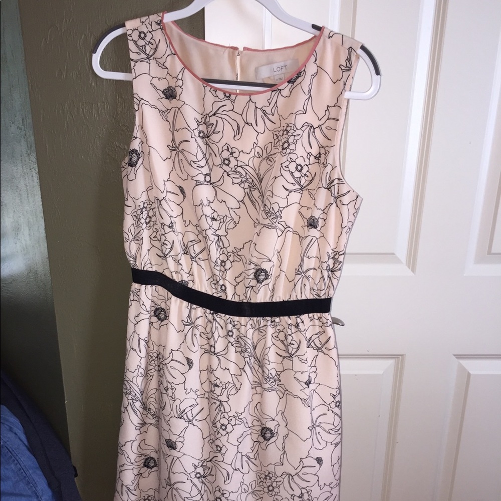 cream and black dress